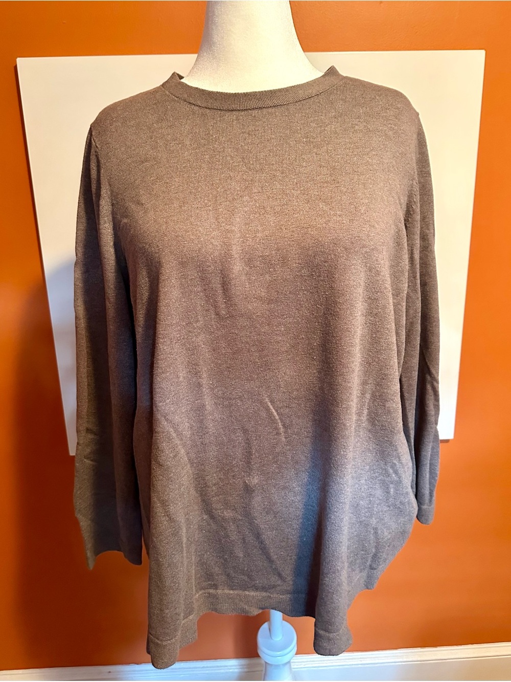 J. Jill Taupe Brown Fine Knit Crewneck Pullover Sweater Size 2X